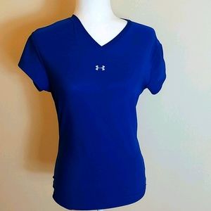 Under armour blue short sleeve v neck shirt